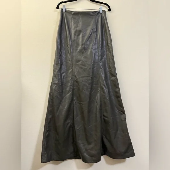 Nanushka Carlotta Faux Leather Maxi Skirt in Storm Evergreen - M - Picture 9 of 9